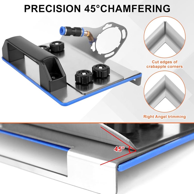 rolyta 45 Degree Tile Chamfering Tool for 100-Type Grinders, Angle Grinder Stand for 45° Tile Cutting Cutter Tools Kit with 3 Saw Blades, 3 Adapter Washers, Gloves, 39 Inch Cooling Hose - Image 5